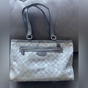 Coach Penelope Silver and Gray Signature Shoulder Bag GC